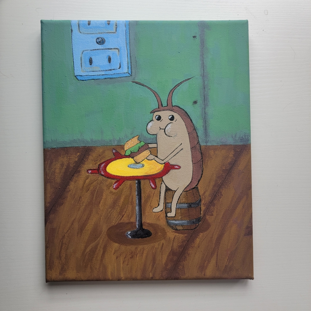 Spongebob Cockerroach Eating A Crabby-Patty